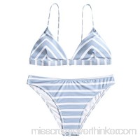 ZAFUL Women's Sexy Striped Bikini Set Padded Spaghetti Strap Swimsuit Triangle Bathing Suit White B07D3T78ZY